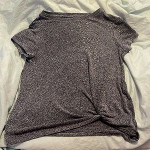 Soft sparkly tee shirt with tied corner. Shipping:US only